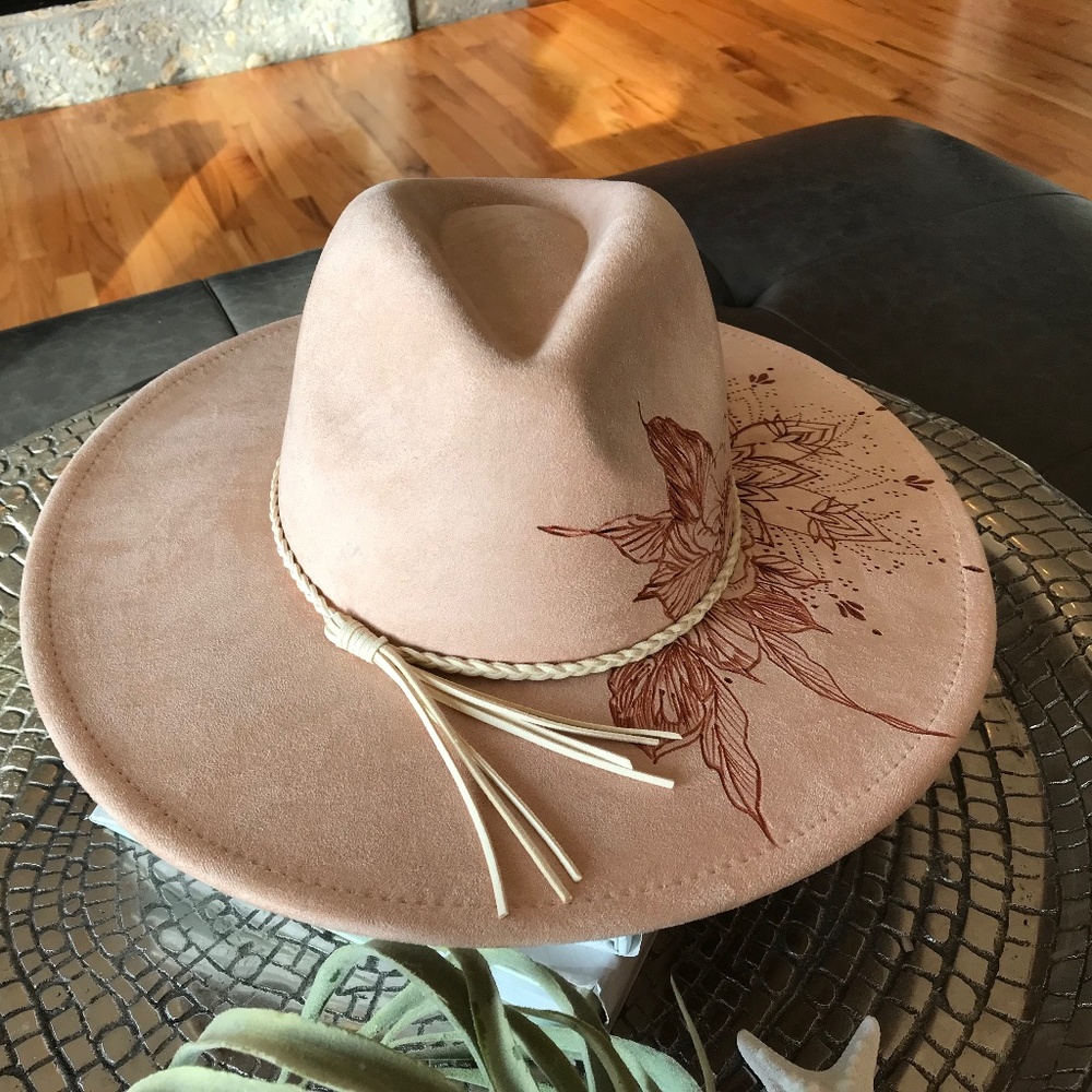 FESTIVAL π₯HAND-BURNED PEACH CREAM WIDE-BRIM RANCHER HAT - Picture 8 of 14
